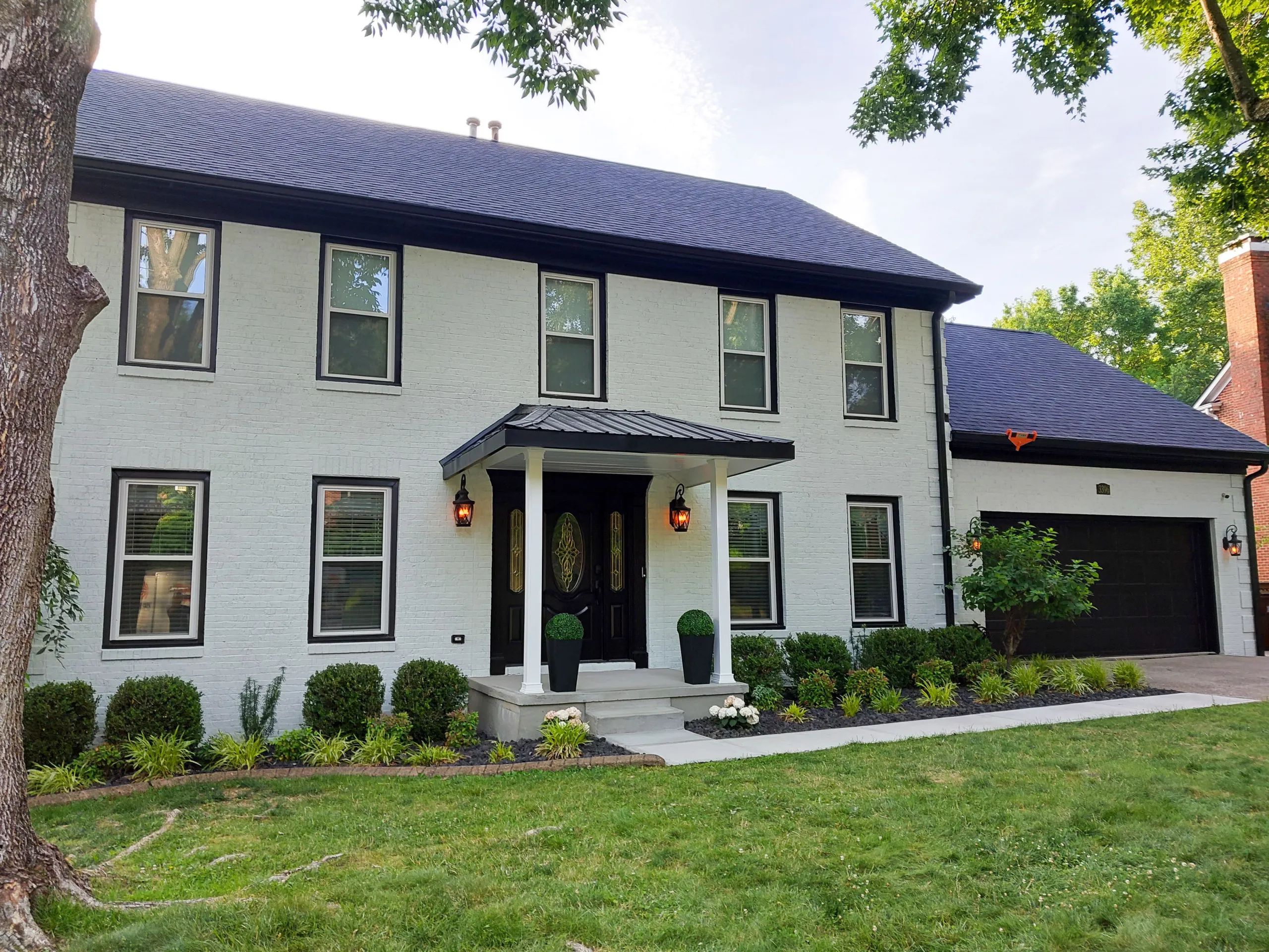 Bright White brick exterior after